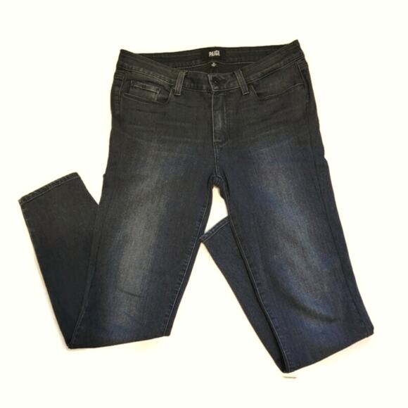 PAIGE Verdugo Mid Rise Ankle Crop Stretch Black Smoke Skinny Jean Size 27 - Picture 4 of 13